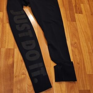 Black Nike Leggings with 'Just Do It' Print